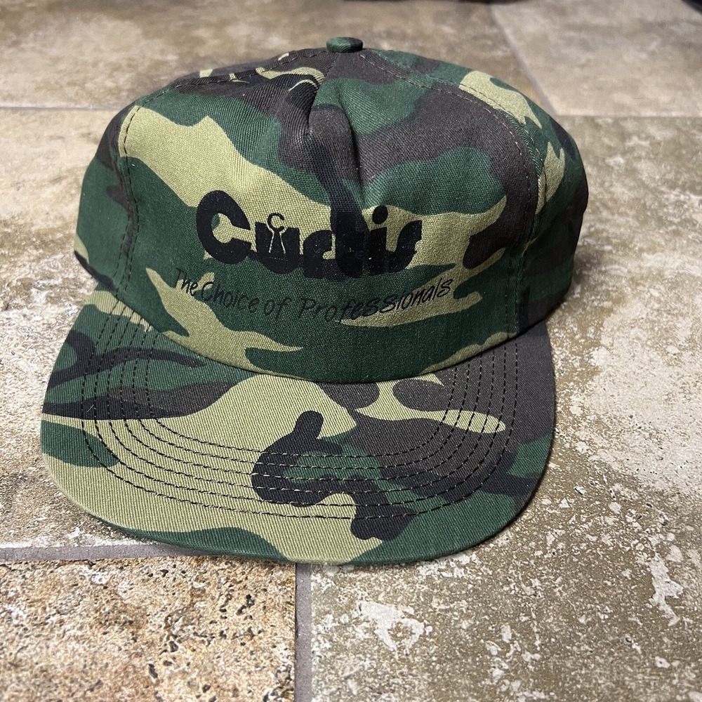 VINTAGE 80s Fishing Hunting‎ Camo Brown Snapback Trucker Hat Cap USA Farm Work